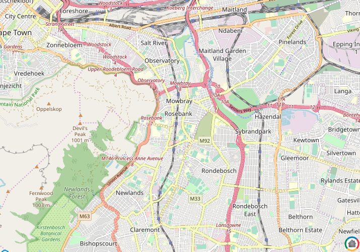 Map location of Rosebank - CPT